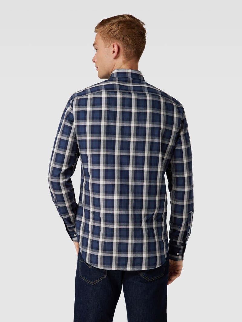 Regular Fit Business-Hemd mit Button-Down-Kragen in marineblau