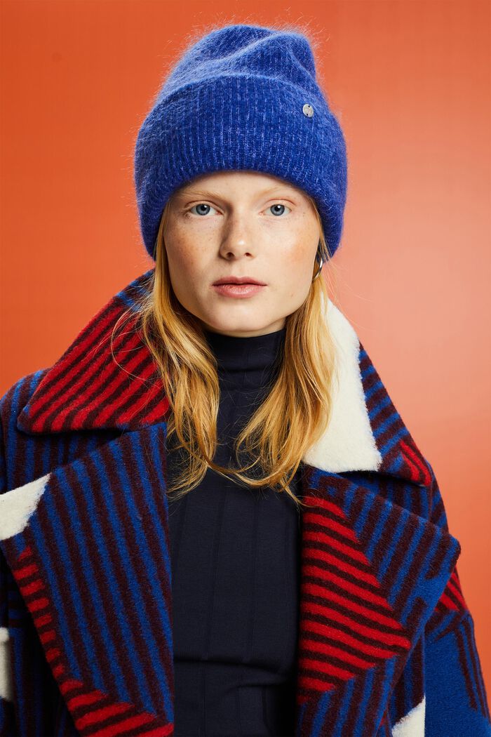 Gerippte Beanie aus Mohair-Wolle-Mix