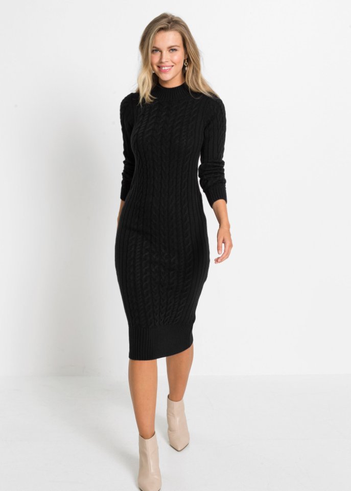 Strickkleid mit Zopfmuster