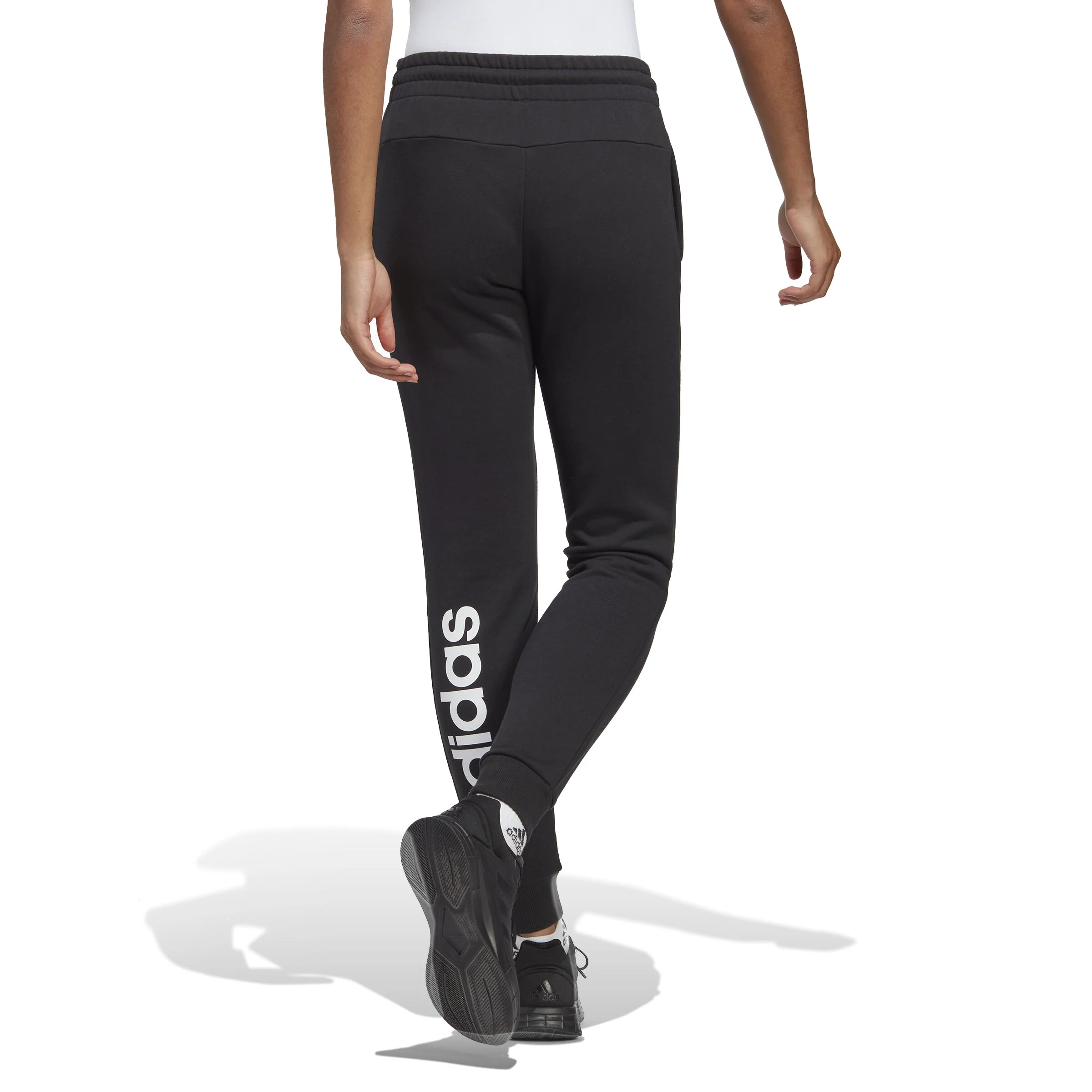 Essentials Linear French Terry Cuffed Trainingshose Damen - Schwarz, Weiß