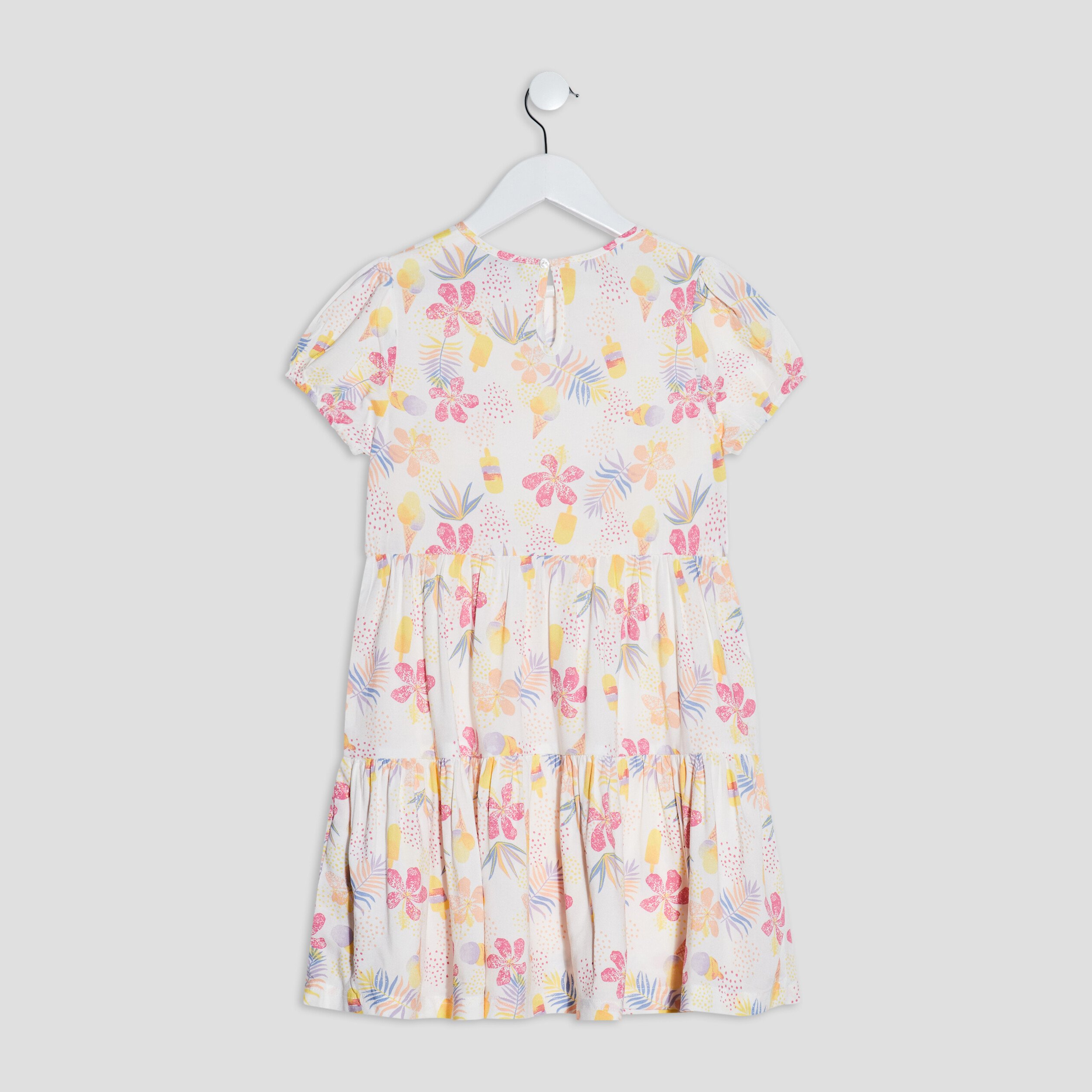 Robe évasée manches courtes ecru fille | La Halle