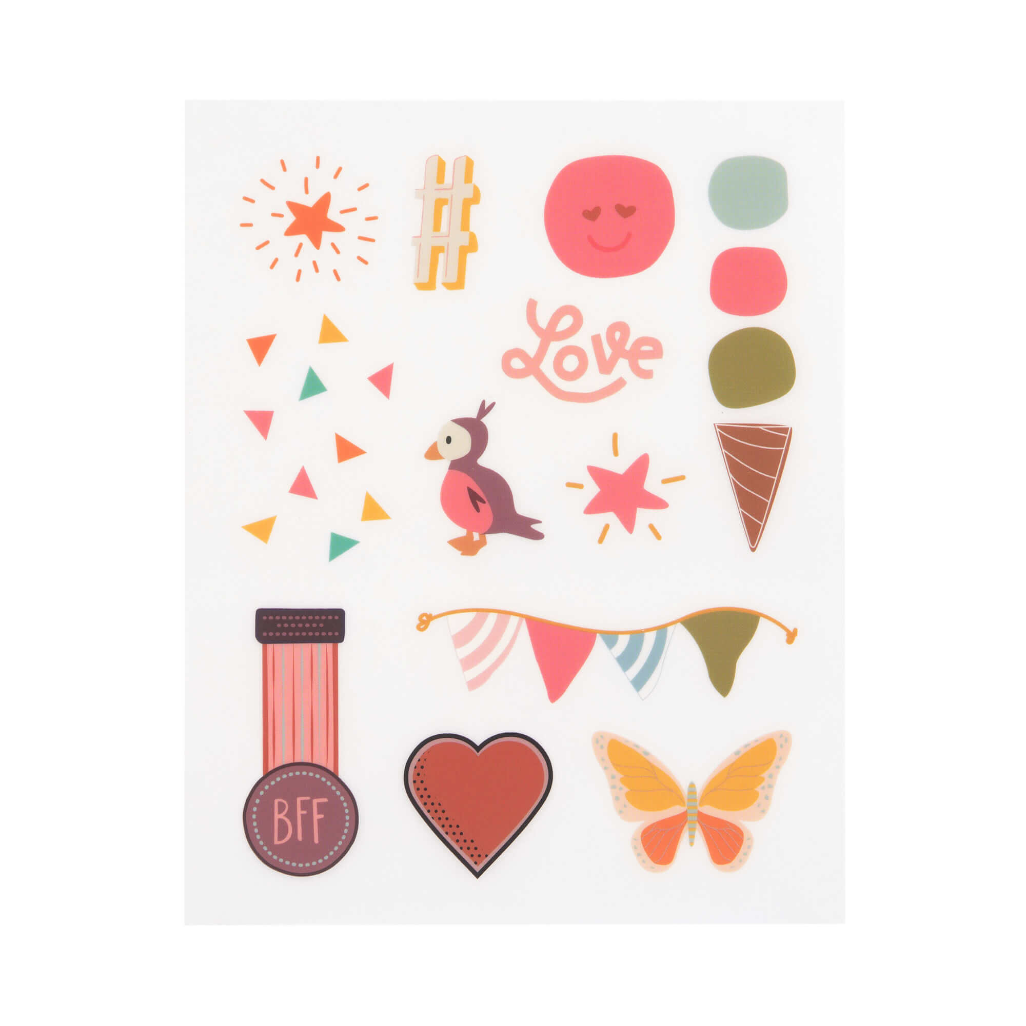 Transfer Sticker (3 Stk) - Rub on, Happy