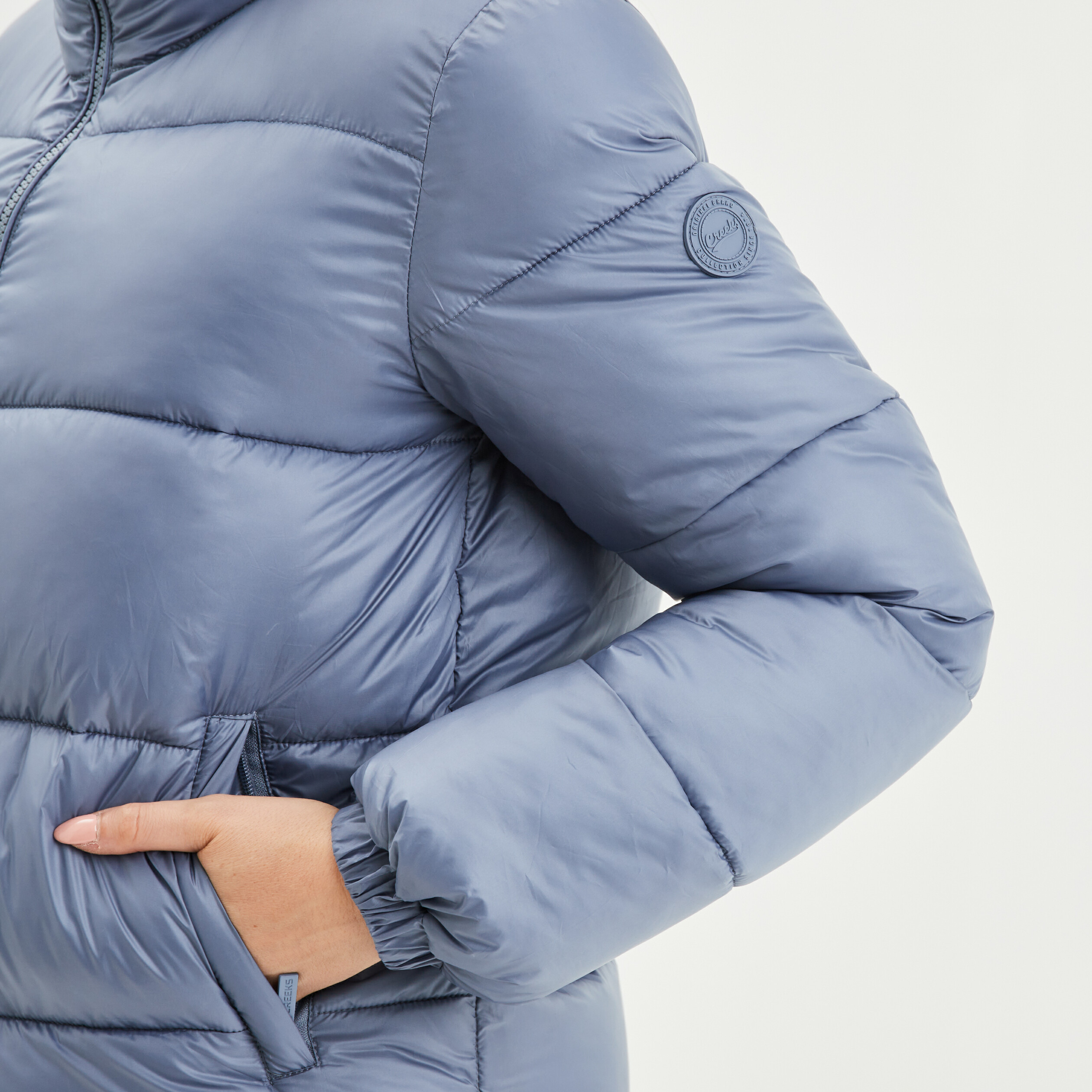 Doudoune col montant zippée bleu gris femme | La Halle