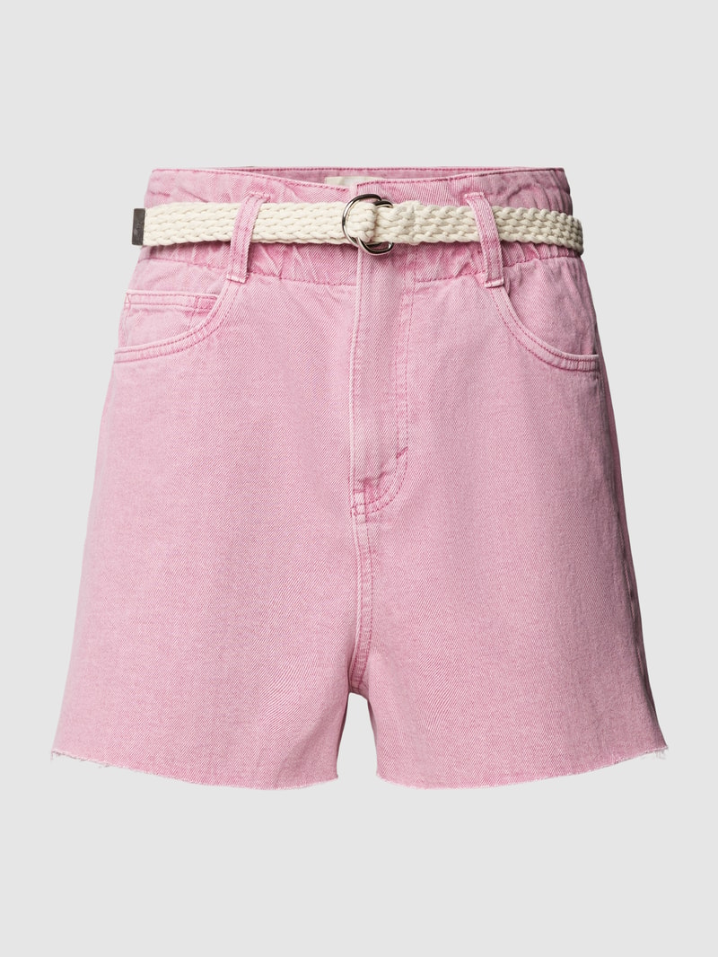 Jeansshorts aus Baumwolle mit Gürtel in rosa