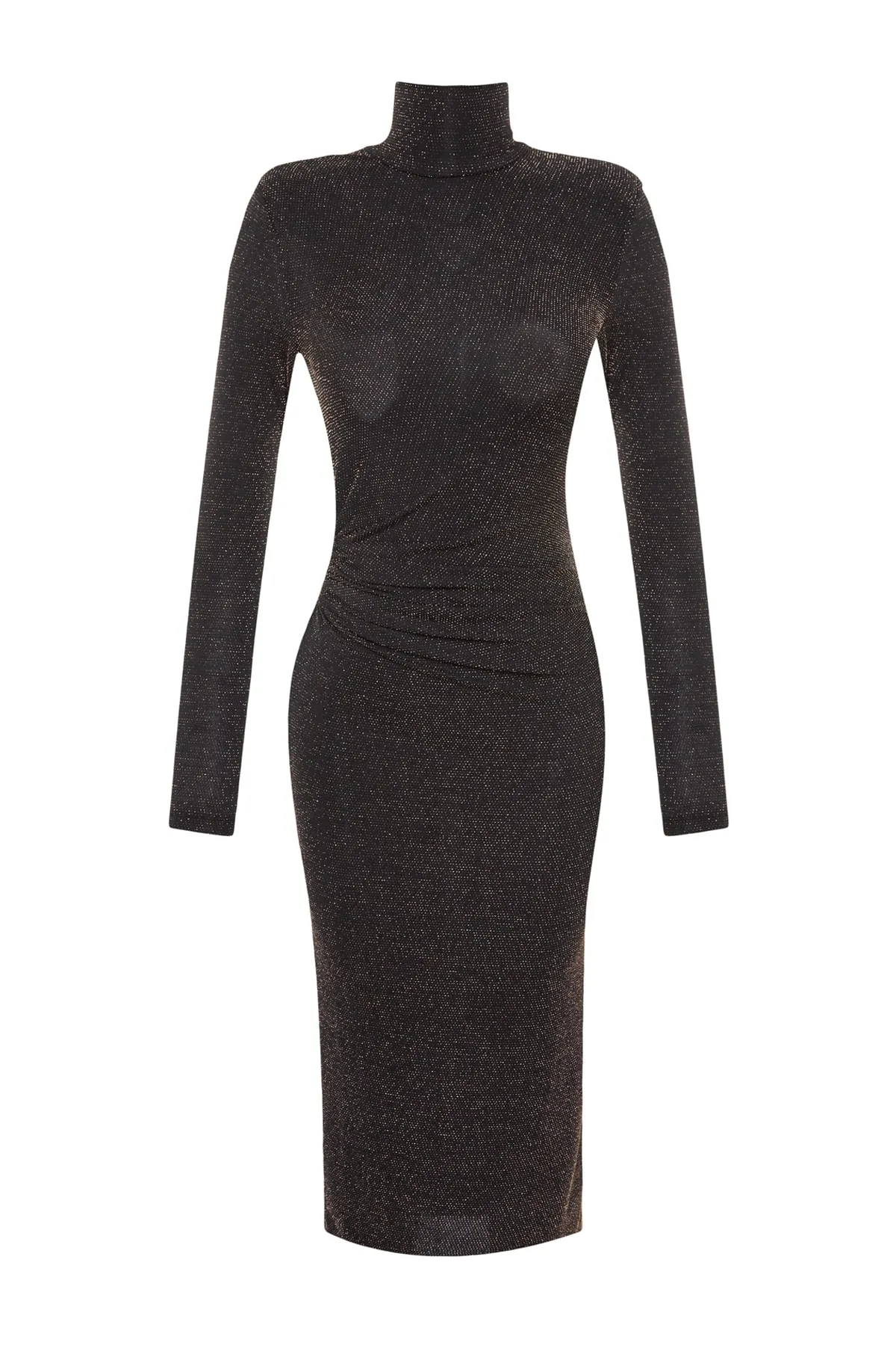 Trendyol Collection  Elegantes Abendkleid mit goldenem Lurex-Raffendetail TPRAW22EL1228
