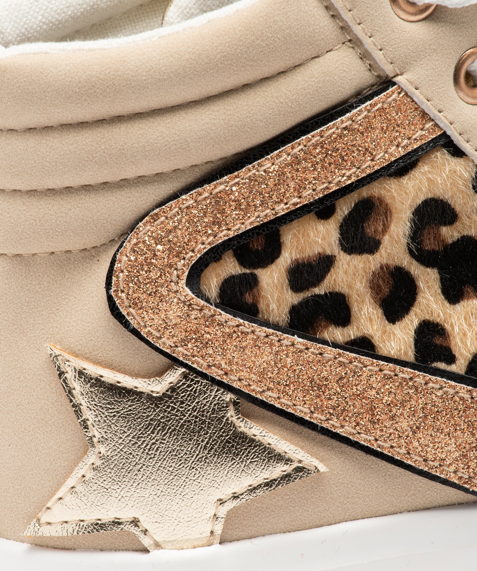 Baskets femme semi-montantes en suédine à motif jungle et ... beige | GEMO