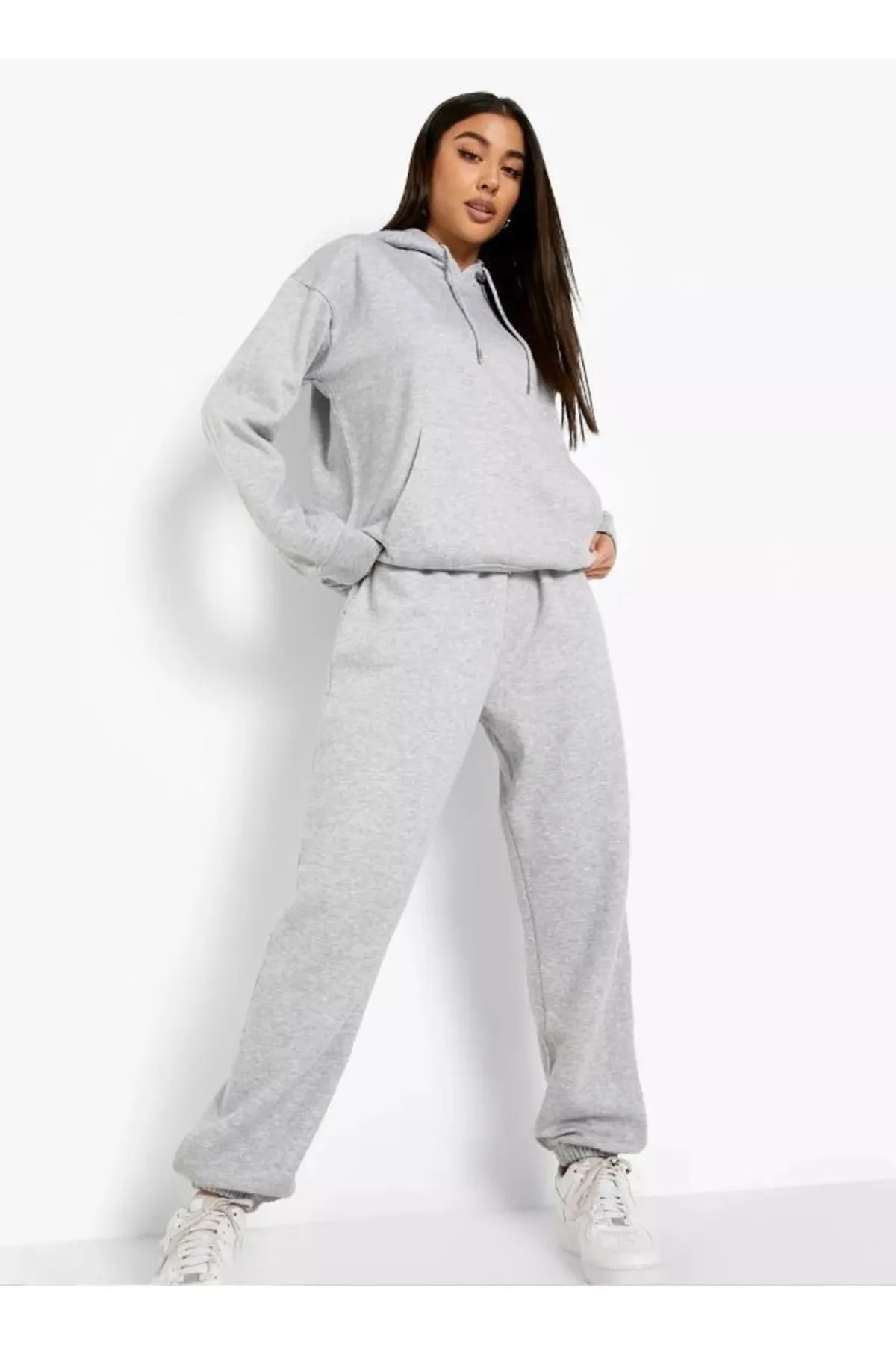 My Blog  Graues Jogger-Trainingsanzug-Set mit Kapuzen-Sweatshirt