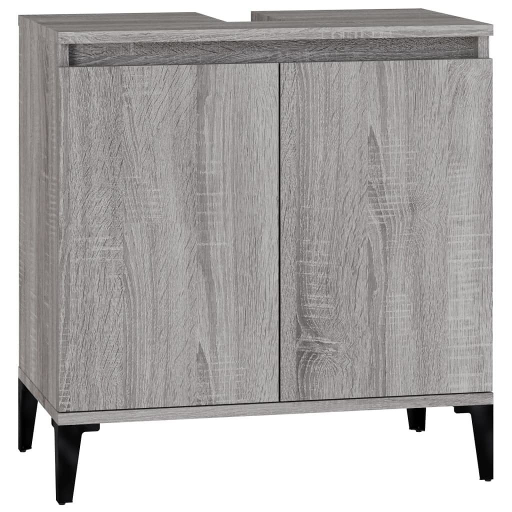 vidaXL Badezimmerspiegelschrank Waschbeckenunterschrank Grau Sonoma 58x33x60 cm Holzwerkstoff (1-St)