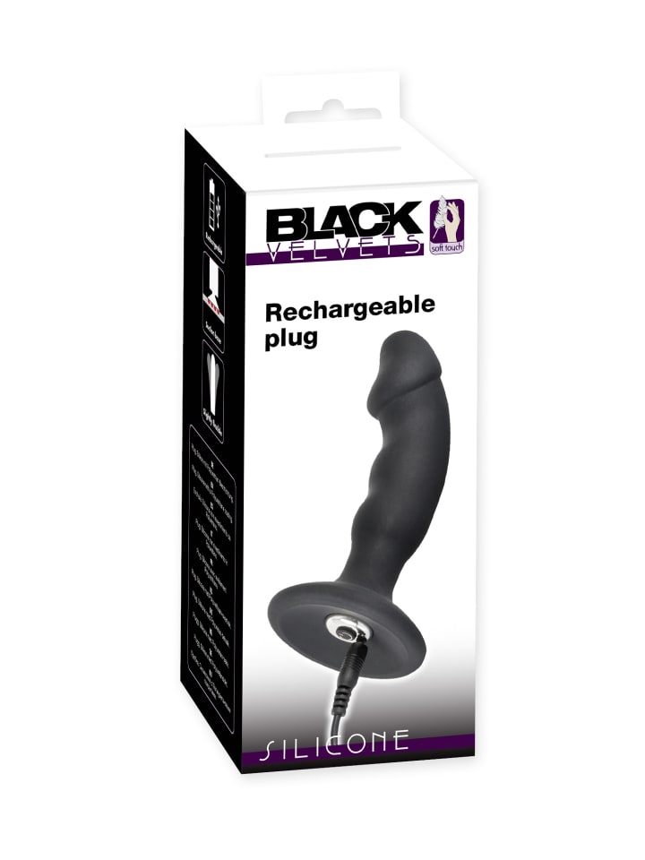 Black Velvets vibrierender Analplug Black Velvets Rechargeable Plug in schwarz günstig kaufen 14 cm
