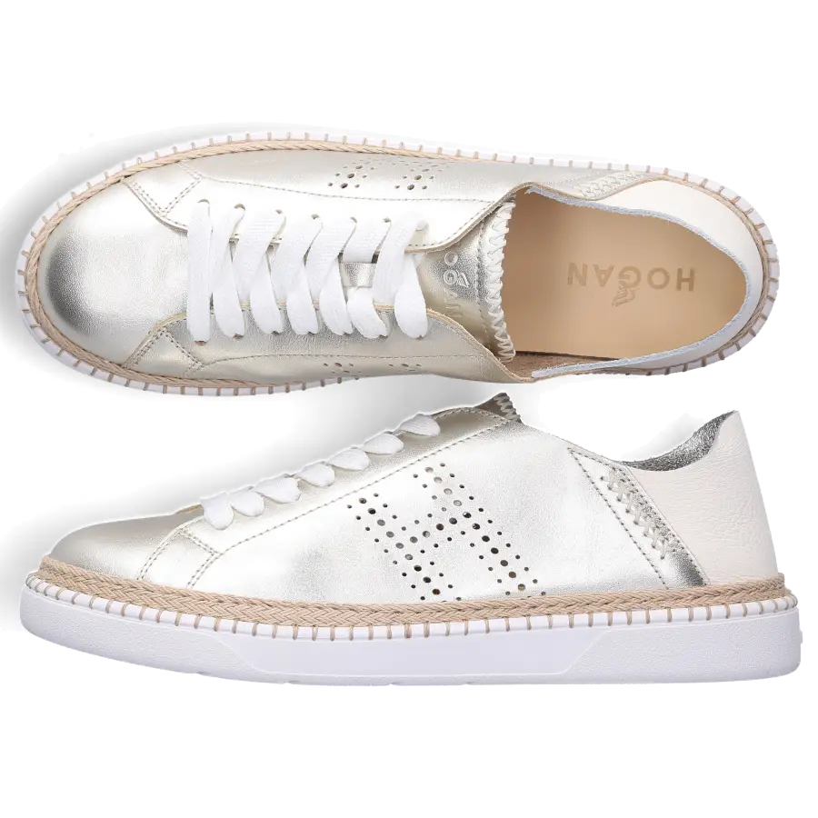 Hogan - Sneaker low CORDA Logo Ziernaht beige rosa - gold