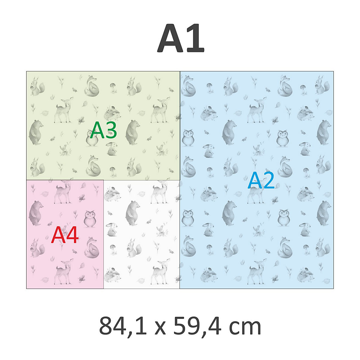 Geschenkpapier 5 Bögen Blumen/Federn bunt Aquarell – 1,60€/qm Größe: - 84,1 x 59,4 cm Geschenkpapier