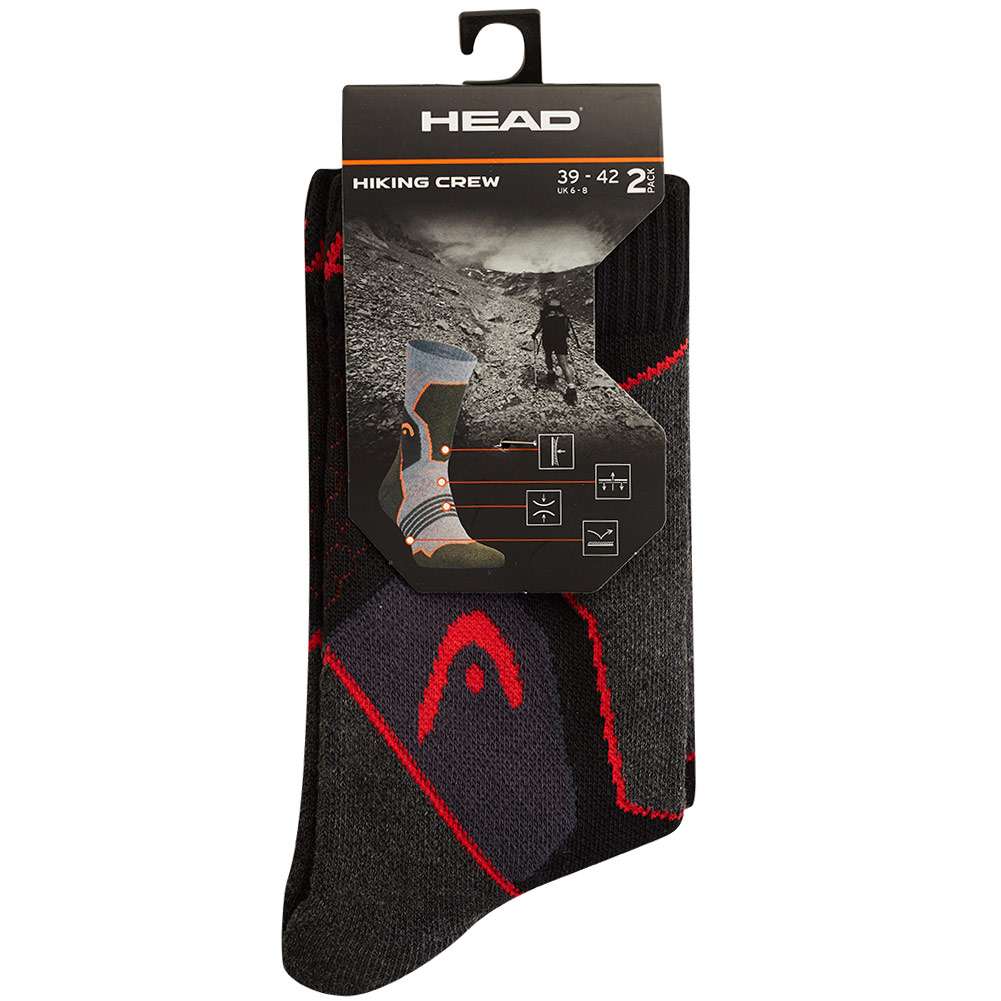 HEAD Unisex Hiking Crew lange Wandersocken 2 Paar 701219910-002