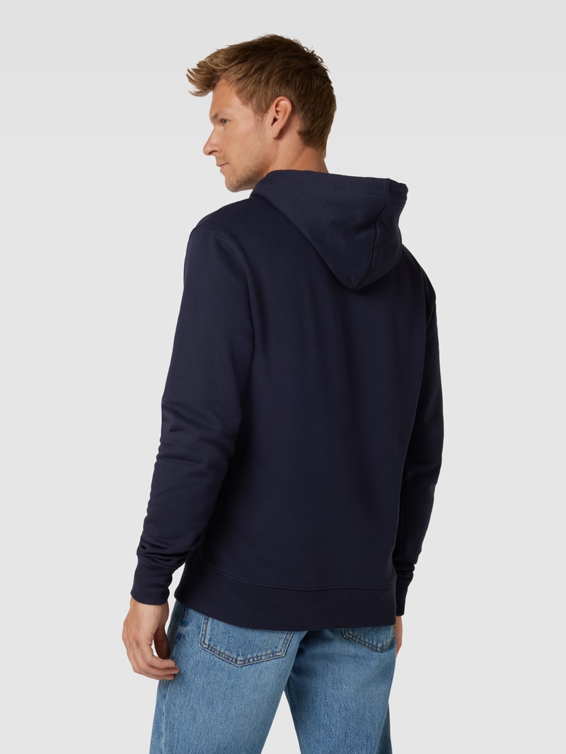Hoodie mit Label-Stitching Modell 'CREST' in dunkelblau meliert