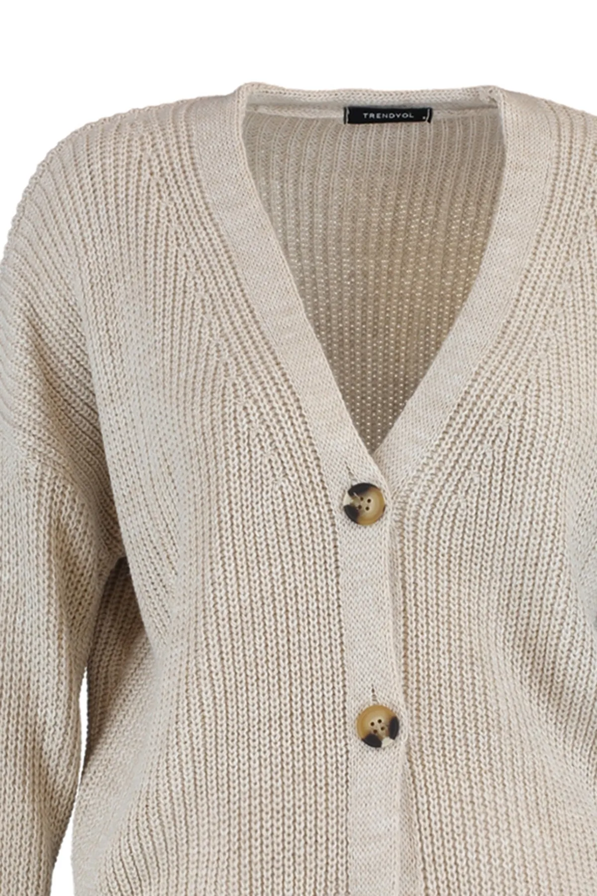 Trendyol Collection  Strickjacke mit Steinknopfdetail TWOAW21HI0104