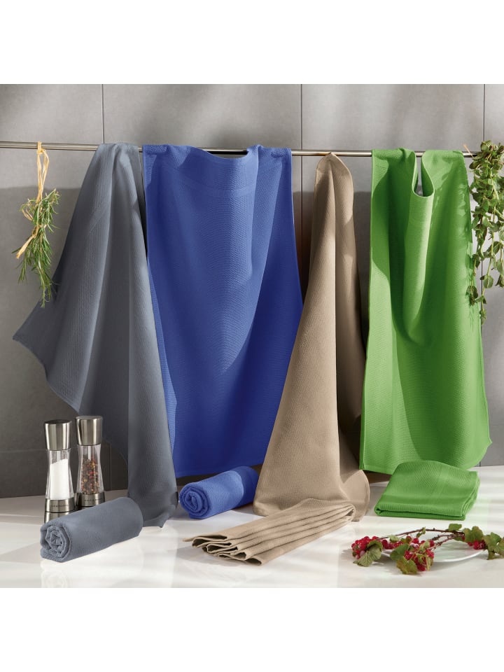 Erwin Müller Baumwolle Frottier-Geschirrtuch 4er-Pack in grau günstig kaufen 50 x 70 cm