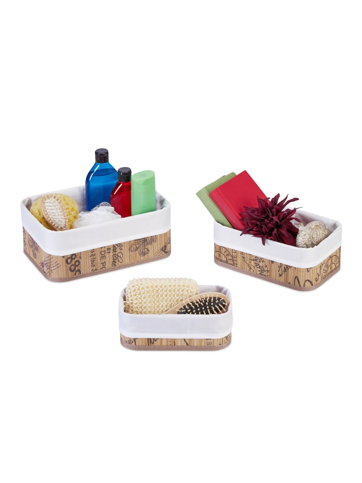 relaxdays 3 x Aufbewahrungskorb in Weiß/ Natur günstig kaufen onesize