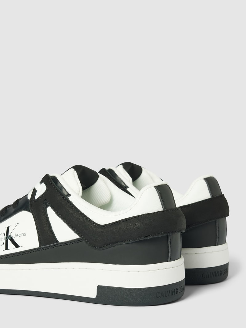 Sneaker aus Leder in Two-Tone-Machart in black