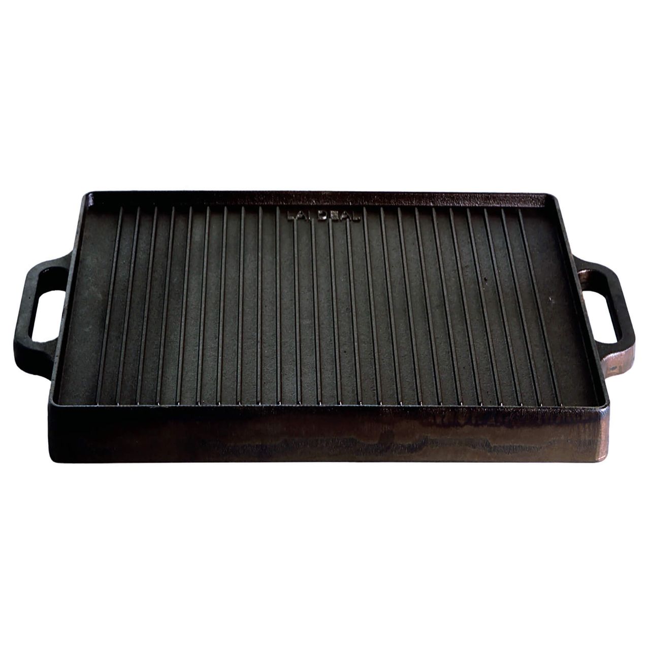 Allgrill Gusseisen-Grillplatte, robust, beidseitig verwendbar, quadratisch, schwarz, 38x38cm