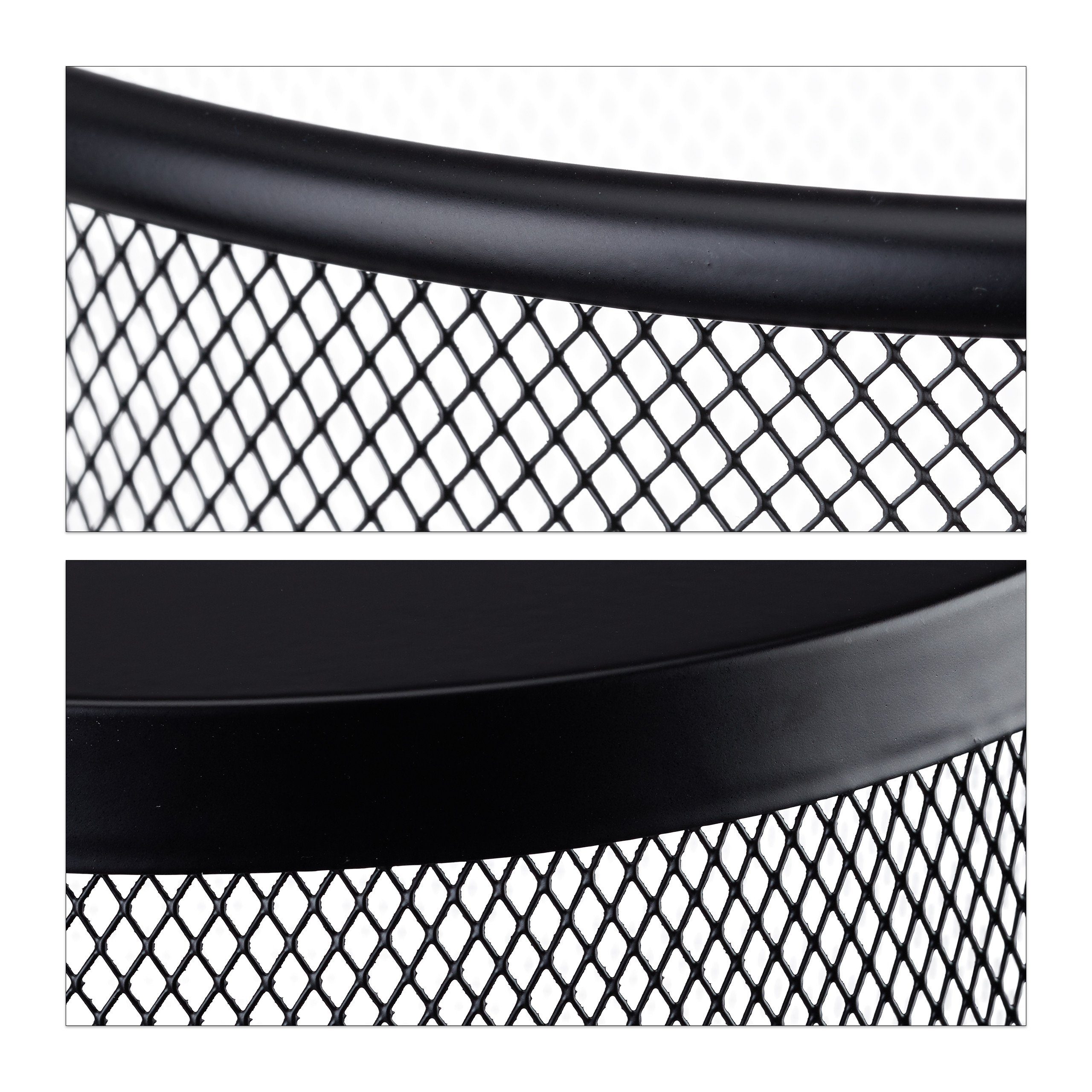 relaxdays Papierkorb Papierkorb rund Metallgeflecht, Schwarz