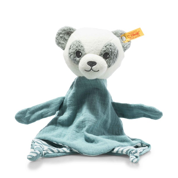 GOTS Paco Panda Schmusetuch, 30 cm, türkis