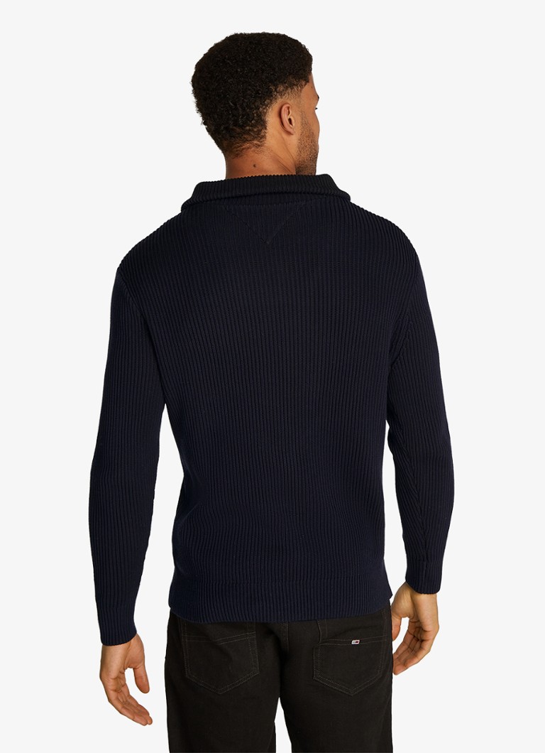 Tommy Hilfiger Rib-knit sweater with half zip and logo