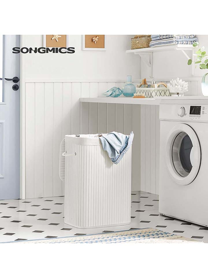 Songmics Wäschekorb in Weiß/ Hellbraun - (B)40 x (H)60 x (T)30 cm günstig kaufen onesize
