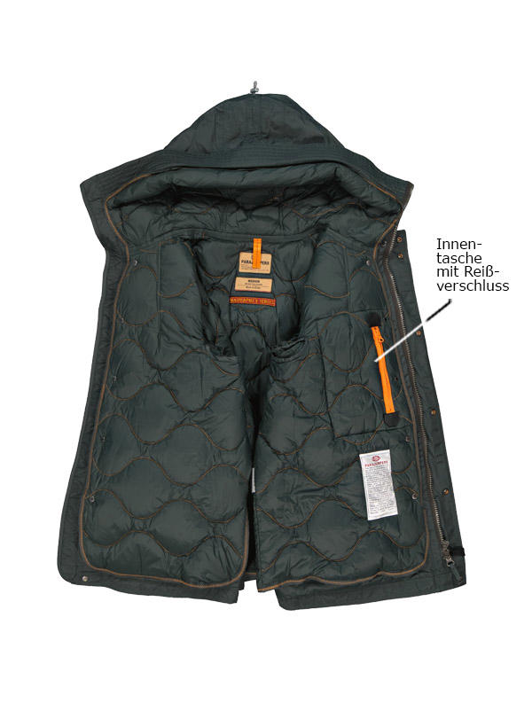 PARAJUMPERS, 2-in-1 Daunenjacke, Mikrofaser wasserabweisend, dunkelgrün