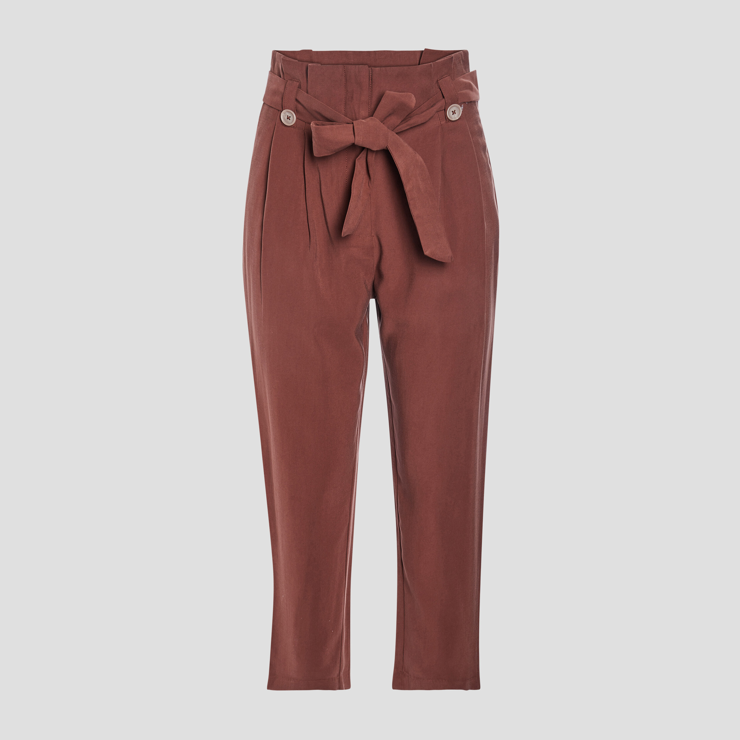 Pantalon carotte ceinturé marron femme | La Halle