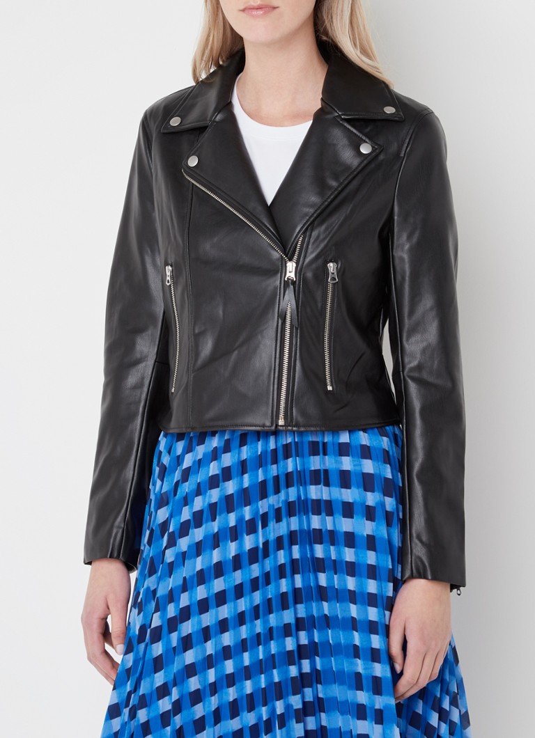 French Connection faux leather biker jacket with zip pockets