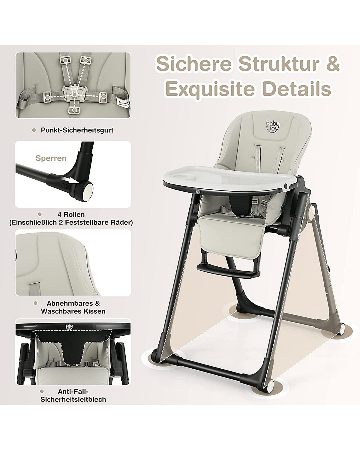 Babyhochstuhl Höhenverstellbar 6-36 Monate