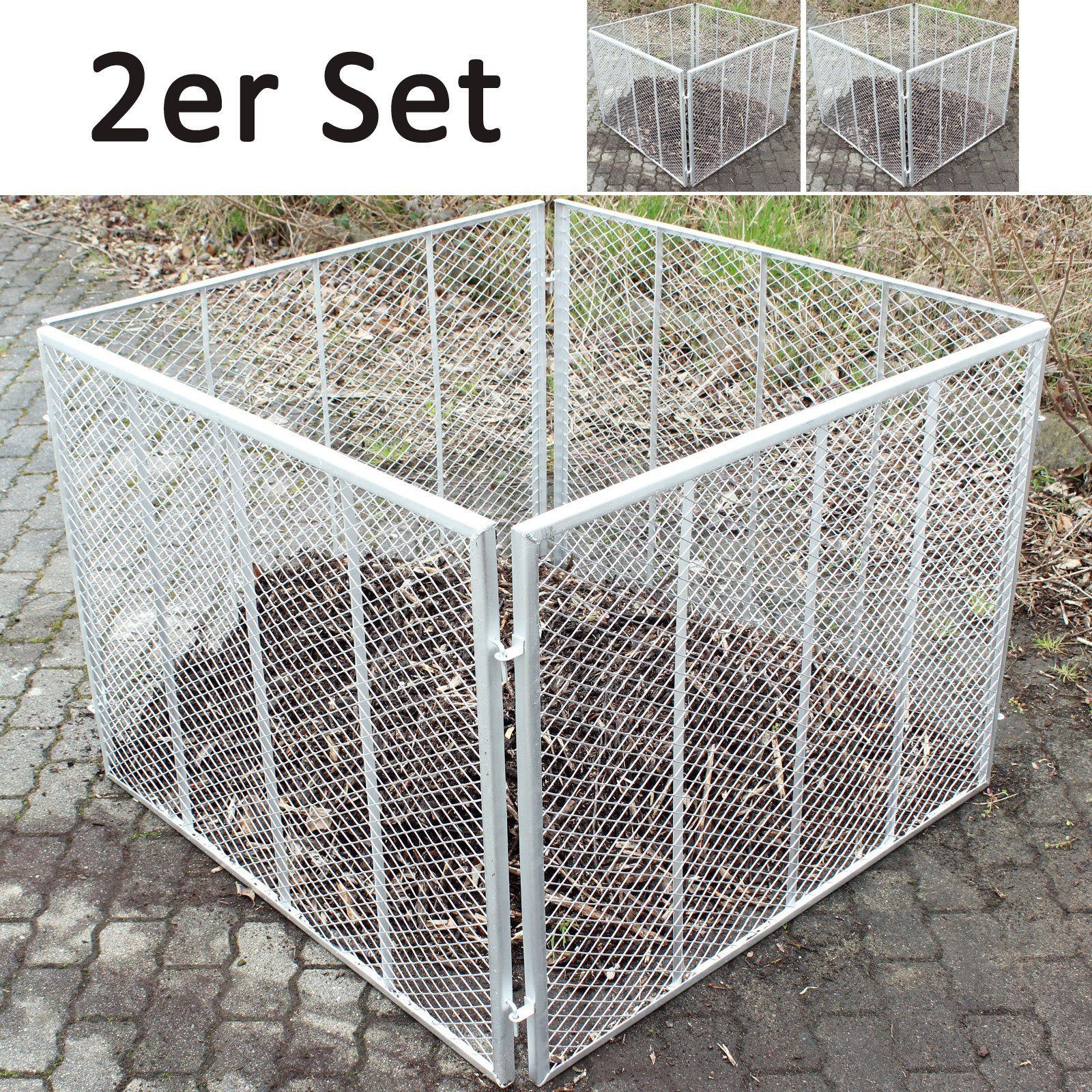 TRUTZHOLM Komposter 2x Trutzholm Komposter 100x100x80 cm Metallkomposter aus Streckmetall, 800 l