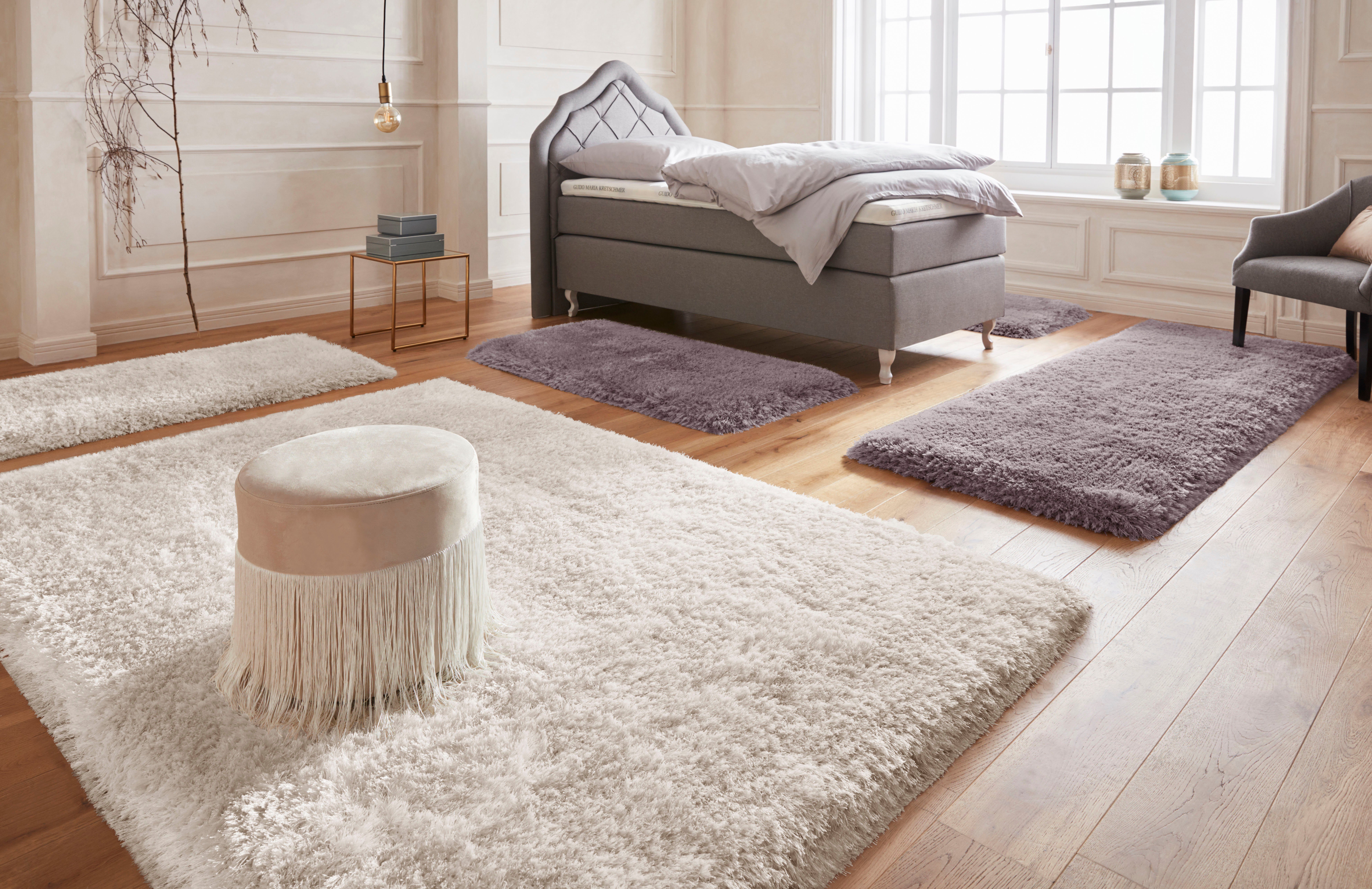 Hochflor-Läufer Micro exclusiv Teppich, Guido Maria Kretschmer Home&Living, rechteckig, Höhe: 78 mm, weich, Mikrofaser, unifarben, Schlafzimmer, Wohnzimmer, Esszimmer