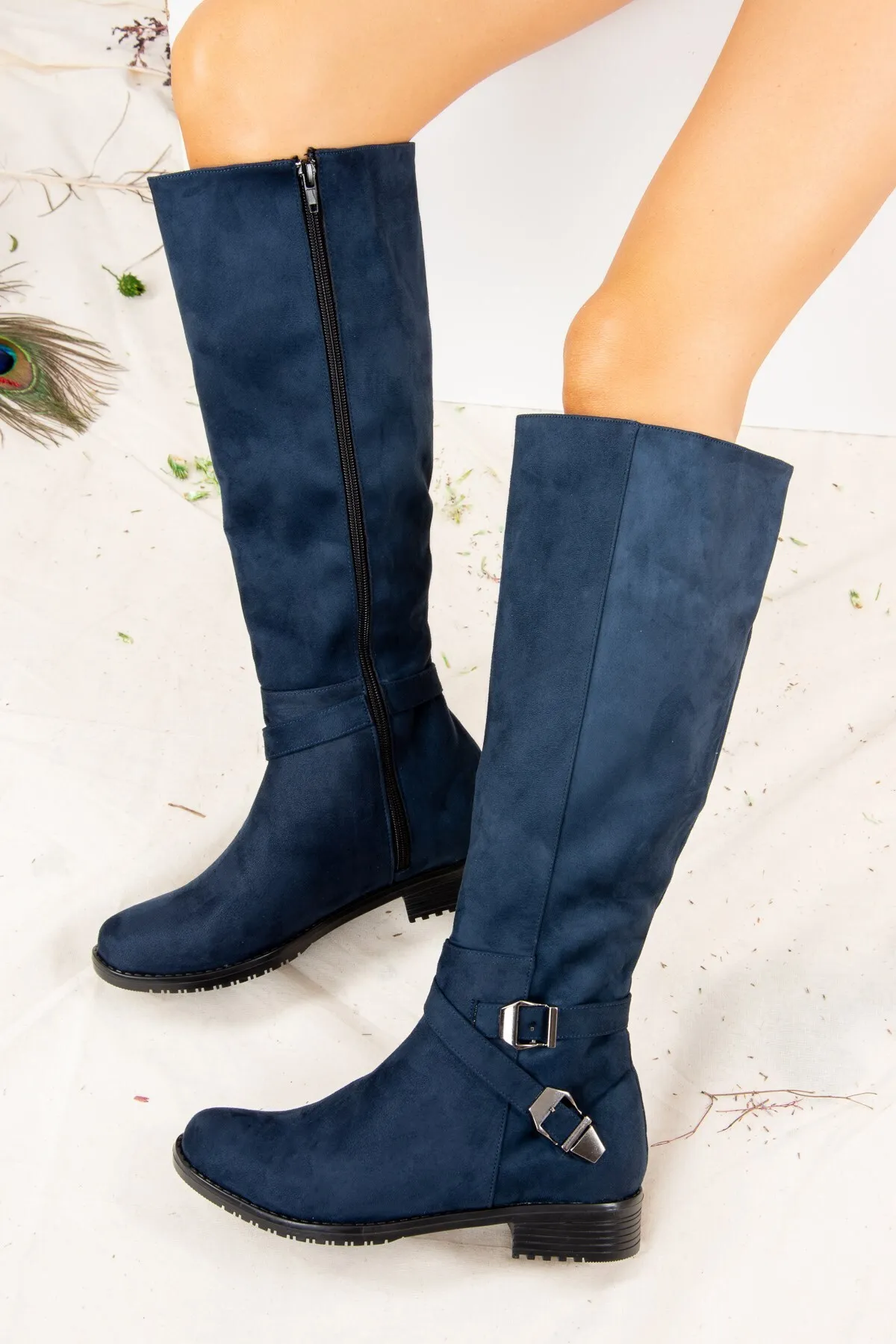 Fox Shoes  Marineblaue Wildleder-Damenstiefel E726203402