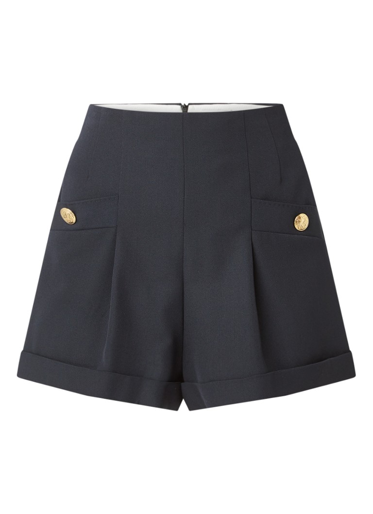 Sandro high-waist straight-fit shorts in wool blend