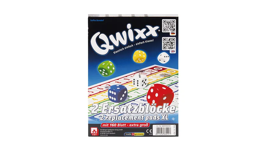 Nürnberger Spielkarten Verlag - Qwixx XL - Ersatzblöcke (2er)
