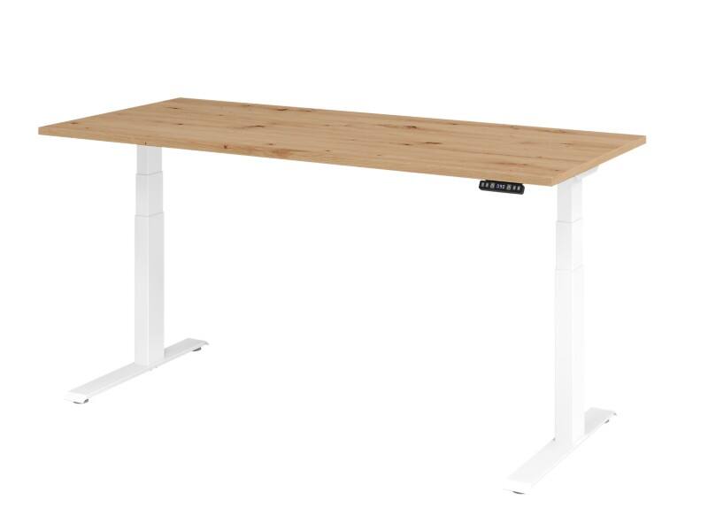 Hammerbacher Sitz-Steh-Arbeitsplatz XDKB19 Aspen Eiche Silber
