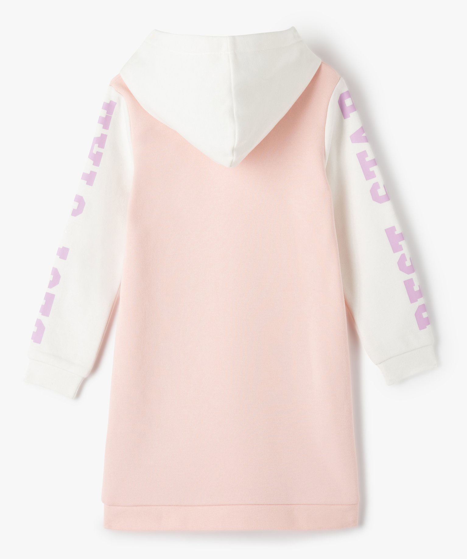 Robe sweat à capuche fille avec poche kangourou rose | GEMO