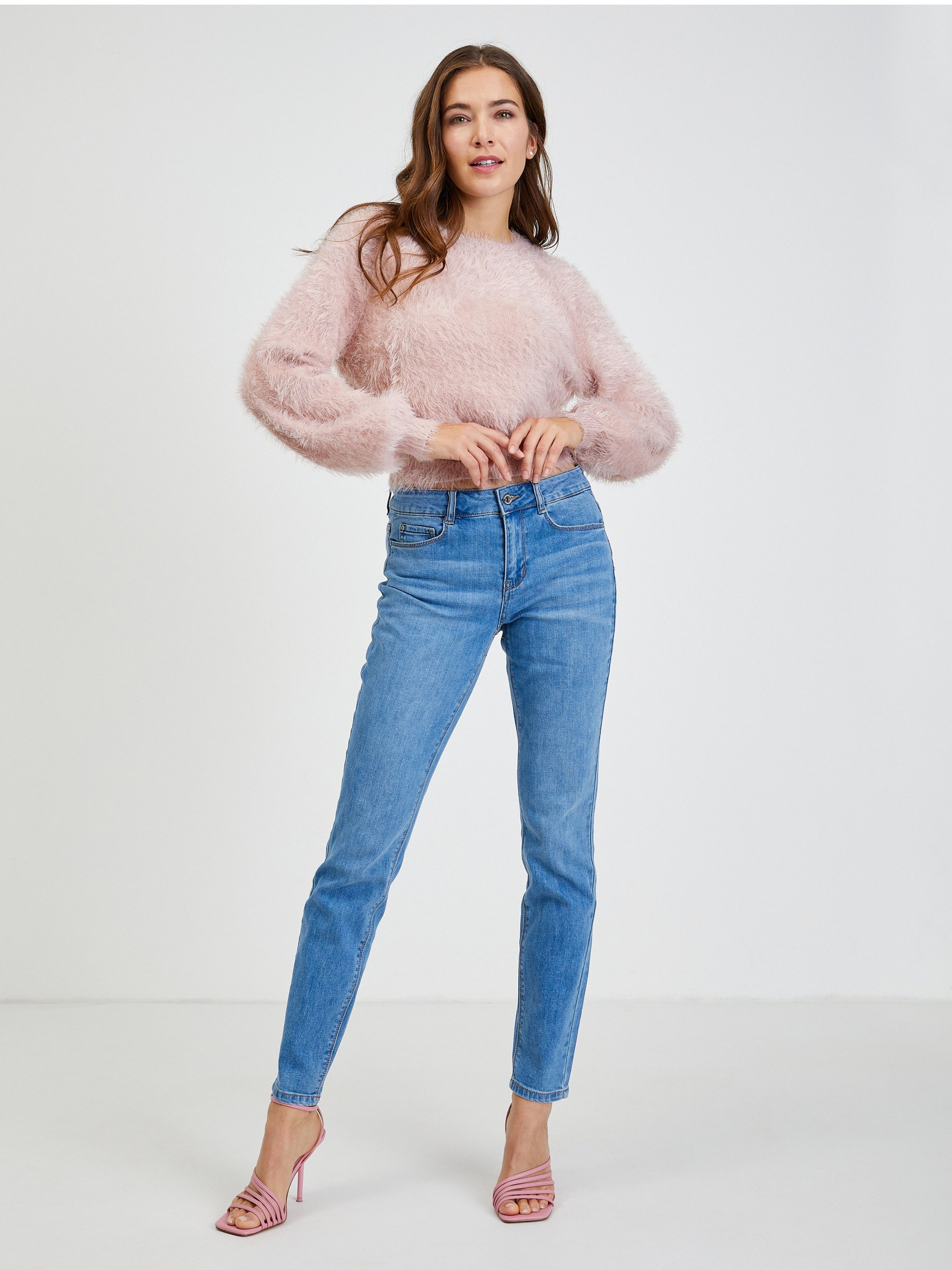 Rosa Damenpullover mit Ballonärmeln ORSAY