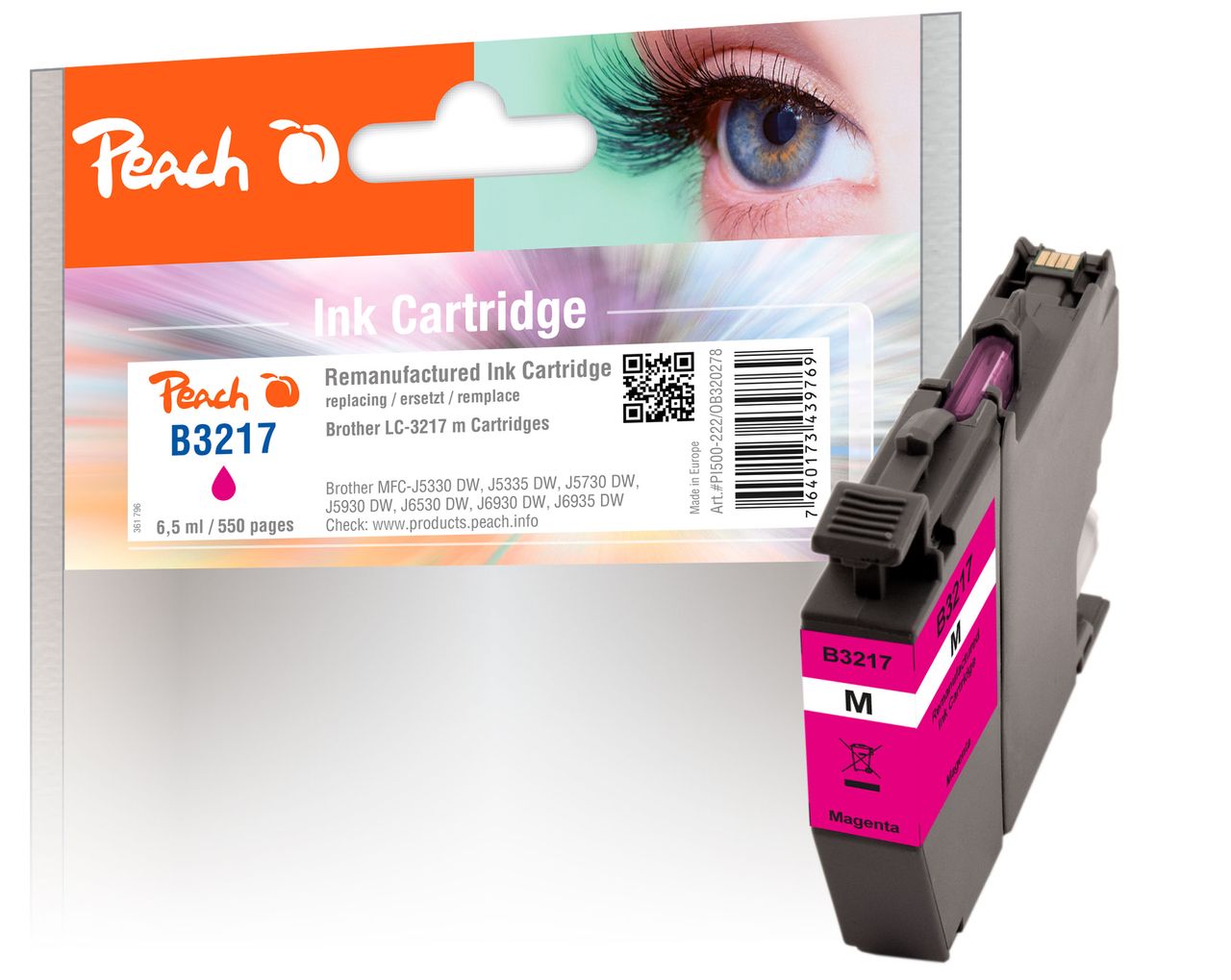 Peach Tintenpatrone magenta ersetzt Brother LC-3217M