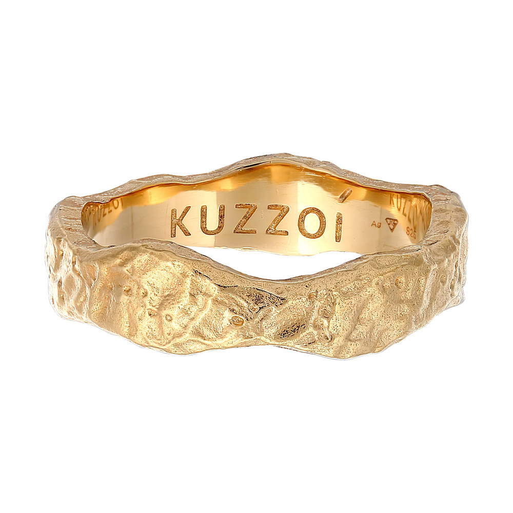KUZZOI KUZZOI Bague Hommes Bande organique structure en Argent Sterling 925 Bague
