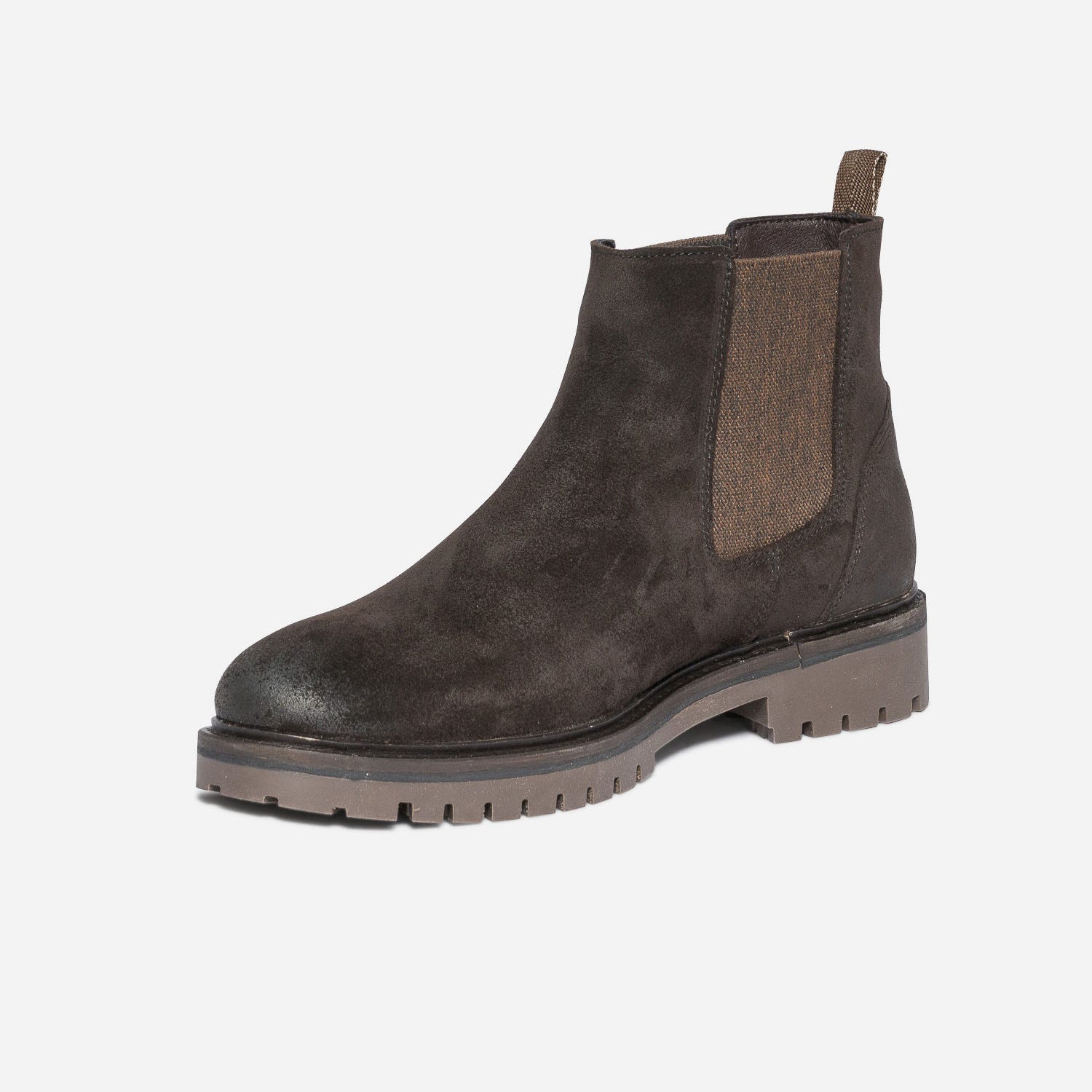 Chelsea boots marron éco-conçu en cuir velours