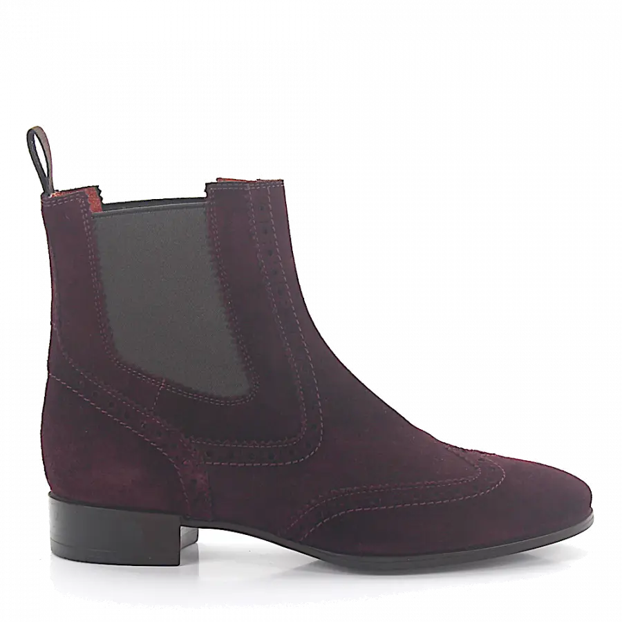 Santoni - Chelsea Boots Veloursleder bordeaux - rot