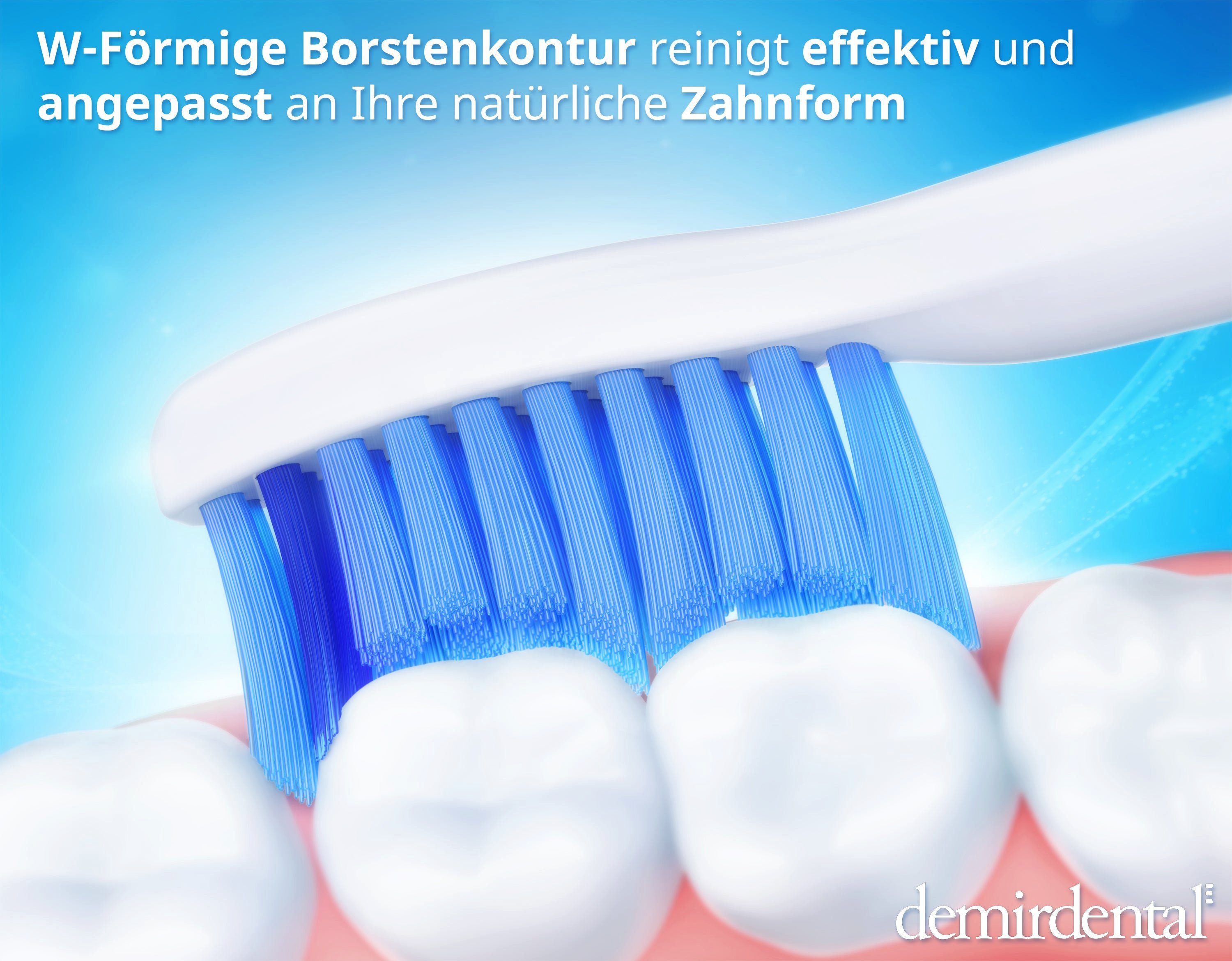 demirdental Aufsteckbürsten passend für Philips Sonicare Ersatzbürsten, Medium, Weiß, HX6018/HX6010
