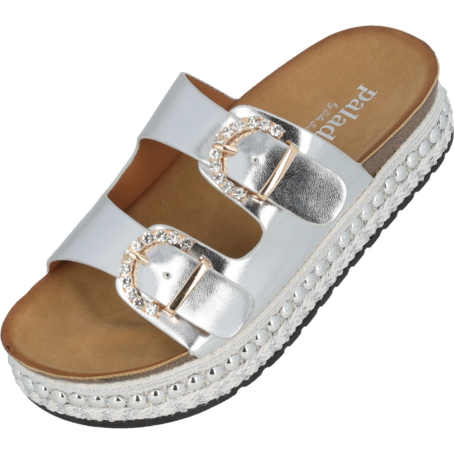 Palado Chag by Sila Sahin, Plateau-Pantoletten, Damen, Silber Metallic