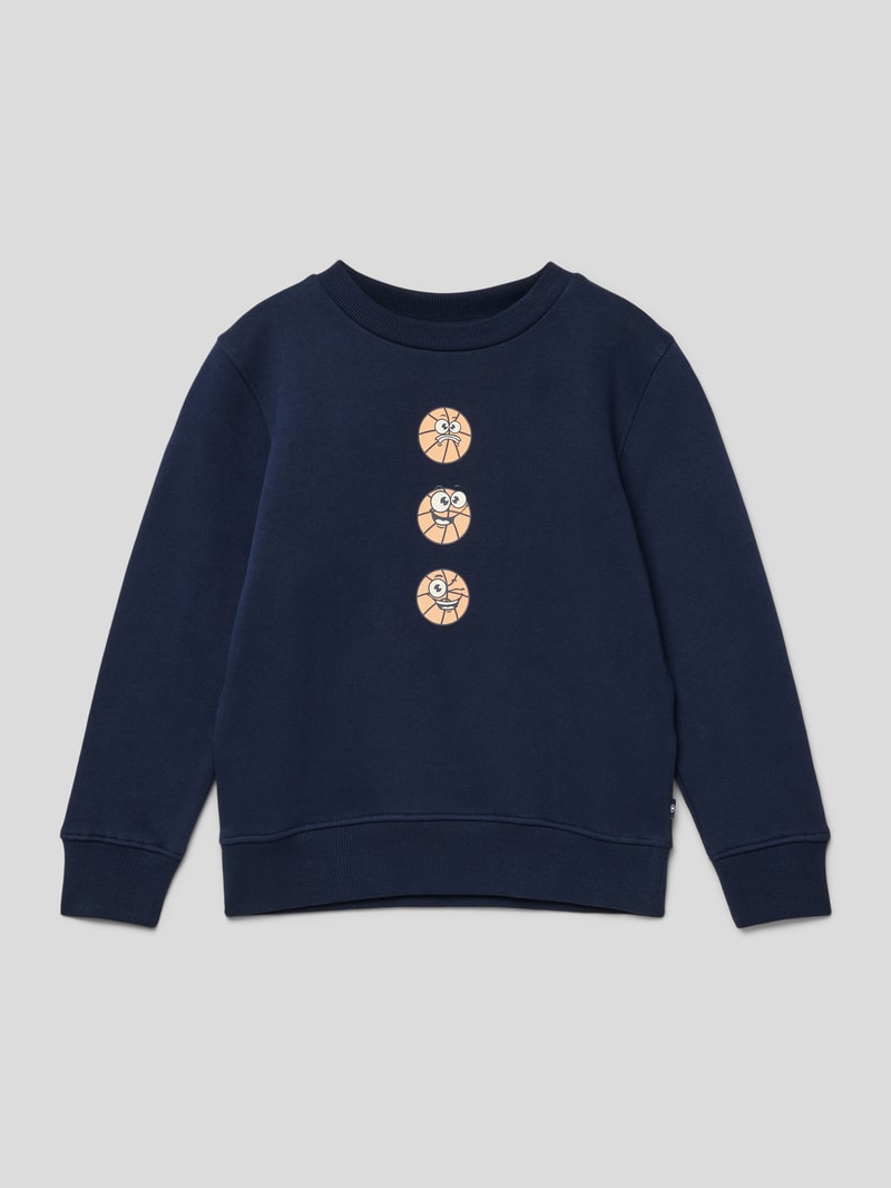 Sweatshirt mit Motiv-Print in marineblau
