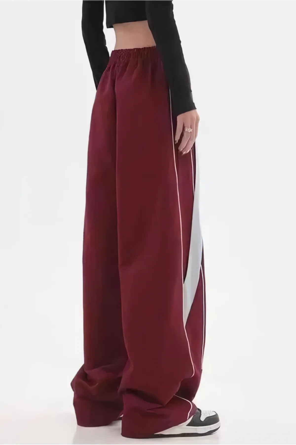 EFBUTİK  Burgunderrote, graue Retro-Jogginghose mit Details