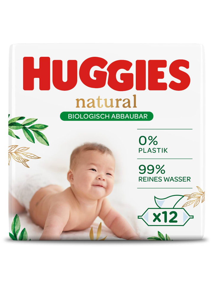 HUGGIES Natural Pure Water Feuchttücher Tücher Baby Wipes 12 x 48 Stk günstig kaufen onesize