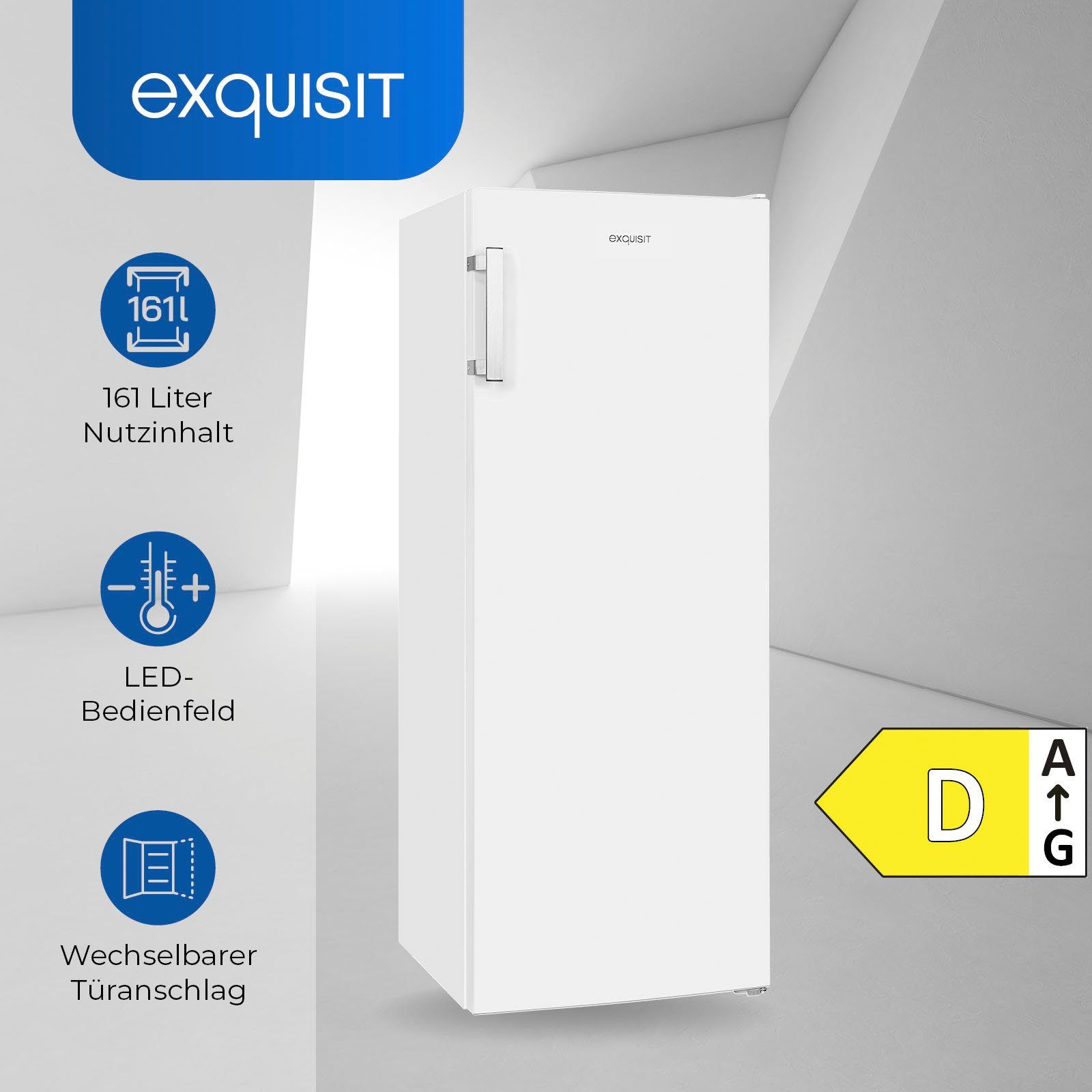exquisit Gefrierschrank GS231-NF-H-040D weiss, 143 cm hoch, 54 cm breit
