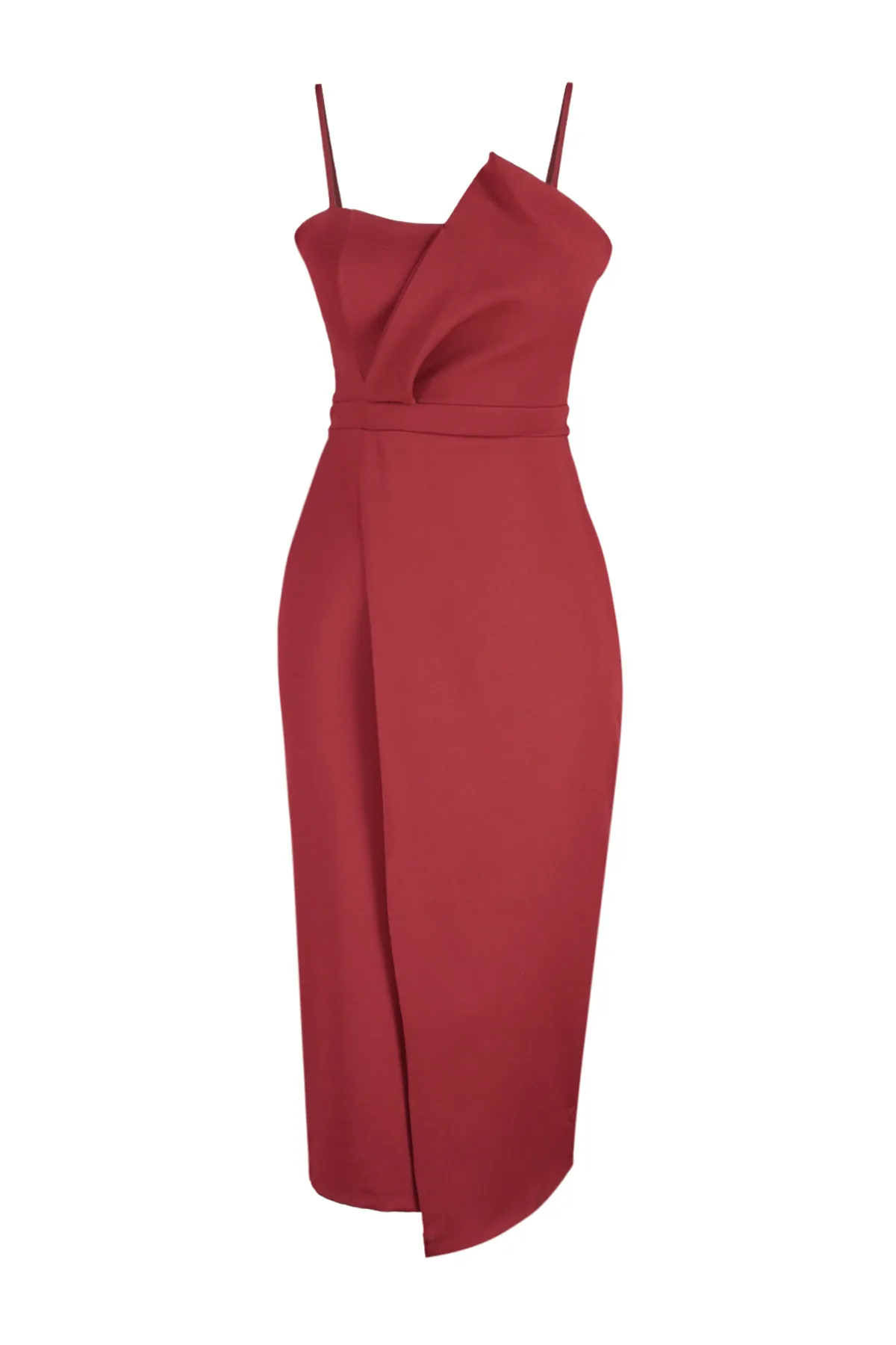 Trendyol Collection  Burgunderrotes, zweireihiges, gewebtes, elegantes Abendkleid TPRSS19FZ0136