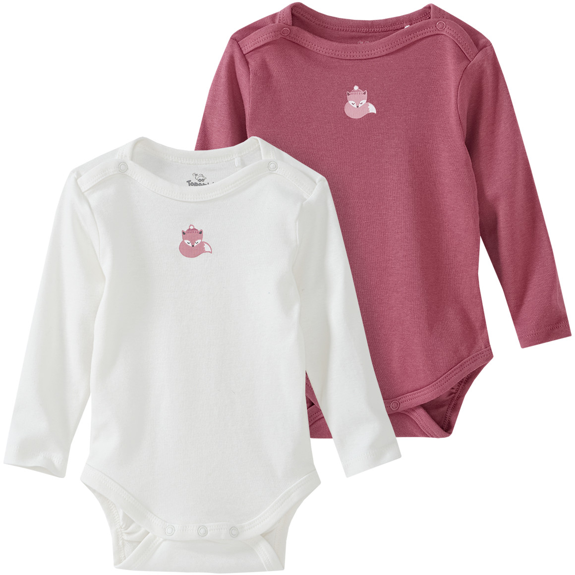 2 Baby Langarmbodys mit Fuchs-Motiv